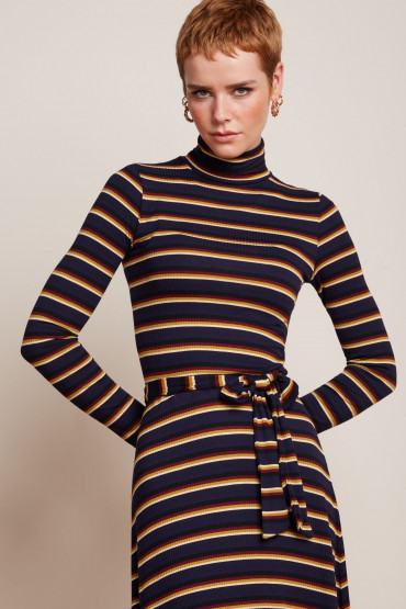 Rollneck Dress Century Stripe